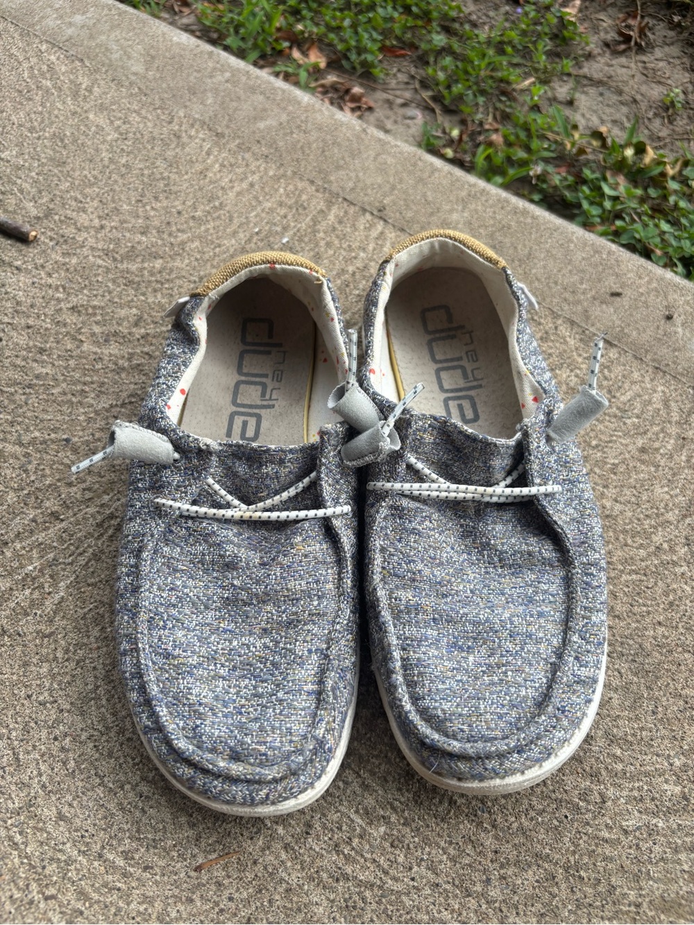 Hey Dude Women’s 6 Gray-Blue Knit Slip-On Sneakers Wendy